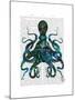 Fishy Blue Octopus-Fab Funky-Mounted Art Print