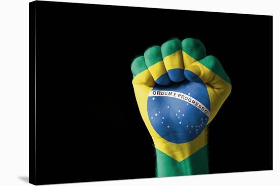Fist Painted In Colors Of Brazil Flag-vepar5-Stretched Canvas
