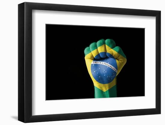 Fist Painted In Colors Of Brazil Flag-vepar5-Framed Photographic Print