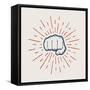 Fist with Sunbursts in Vintage Style. Graphic Art. Vector Illustration-AkimD-Framed Stretched Canvas