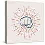 Fist with Sunbursts in Vintage Style. Graphic Art. Vector Illustration-AkimD-Stretched Canvas