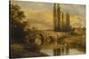 Fittleworth Old Mill and Bridge, on the Rother, Sussex-George Cole-Stretched Canvas