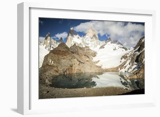 Fitz Roy Looms On The Horizon In Los Glaciares National Park - Santa Cruz Province, Argentina-Dan Holz-Framed Photographic Print