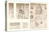 Five architectural drawings, c1472-c1519 (1883)-Leonardo Da Vinci-Stretched Canvas