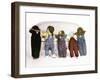 Five Babies Leaning on Couch with Backs to Us-Nora Hernandez-Framed Giclee Print