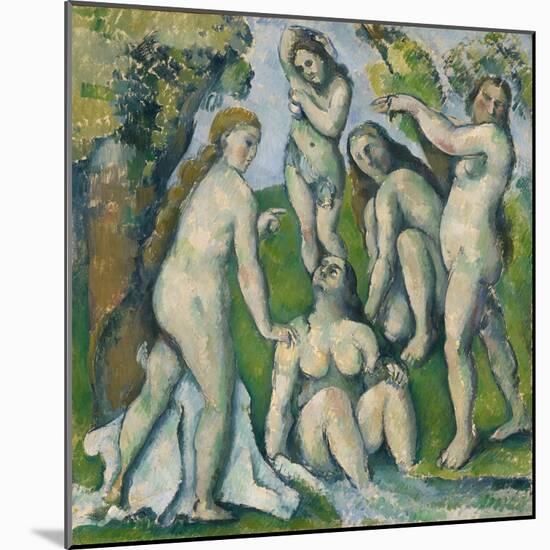 Five Bathers, 1885-87-Paul Cezanne-Mounted Giclee Print