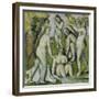 Five Bathers (Cinq Baigneuses), 1885-87-Paul Cézanne-Framed Giclee Print