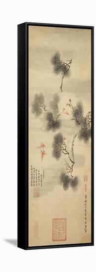 Five Bats Amidst a Pine Branch, 1844-null-Framed Stretched Canvas