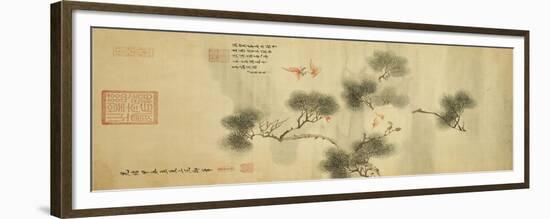 Five Bats Amidst a Pine Branch, Jiachen Year of Guangxu Era-Cixi-Framed Premium Giclee Print