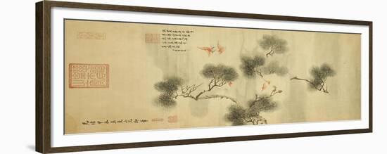 Five Bats Amidst a Pine Branch, Jiachen Year of Guangxu Era-Cixi-Framed Giclee Print