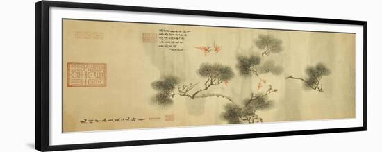 Five Bats Amidst a Pine Branch, Jiachen Year of Guangxu Era-Cixi-Framed Giclee Print