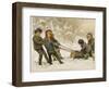 Five Children Fetch Home a Very Big Yule Log-Harriet M. Bennett-Framed Photographic Print