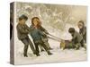 Five Children Fetch Home a Very Big Yule Log-Harriet M. Bennett-Stretched Canvas