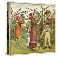 Five Children Picking Blackberries-Kate Greenaway-Stretched Canvas