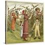 Five Children Picking Blackberries-Kate Greenaway-Stretched Canvas