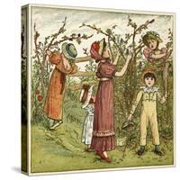 Five Children Picking Blackberries-Kate Greenaway-Stretched Canvas