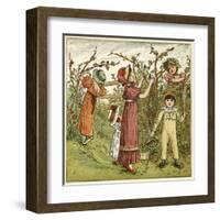 Five Children Picking Blackberries-Kate Greenaway-Framed Art Print