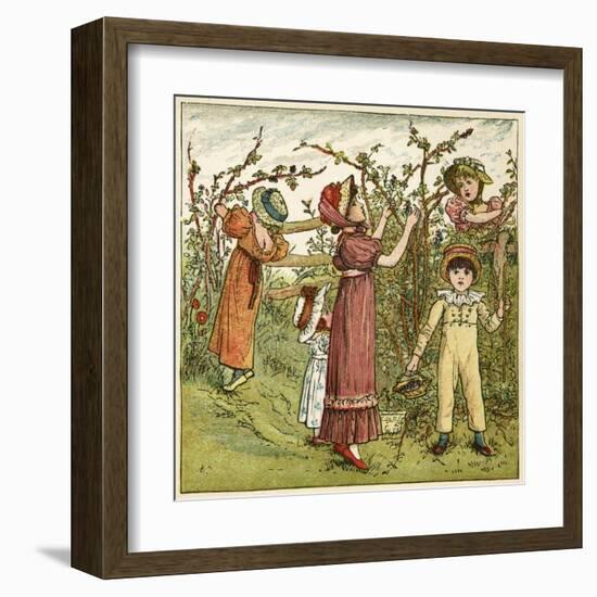 Five Children Picking Blackberries-Kate Greenaway-Framed Art Print