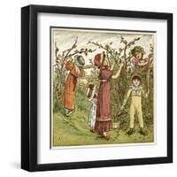 Five Children Picking Blackberries-Kate Greenaway-Framed Art Print