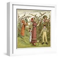 Five Children Picking Blackberries-Kate Greenaway-Framed Art Print
