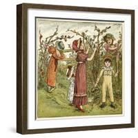 Five Children Picking Blackberries-Kate Greenaway-Framed Art Print