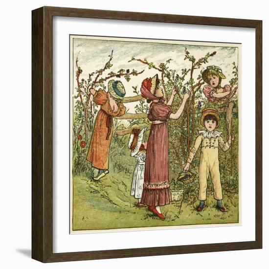 Five Children Picking Blackberries-Kate Greenaway-Framed Art Print