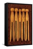 Five Clothes Pegs-Den Reader-Framed Stretched Canvas