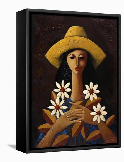 Five Daisies-Oscar Ortiz-Framed Stretched Canvas