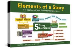 Five Elements of a Story with Icons-Gerard Aflague Collection-Stretched Canvas