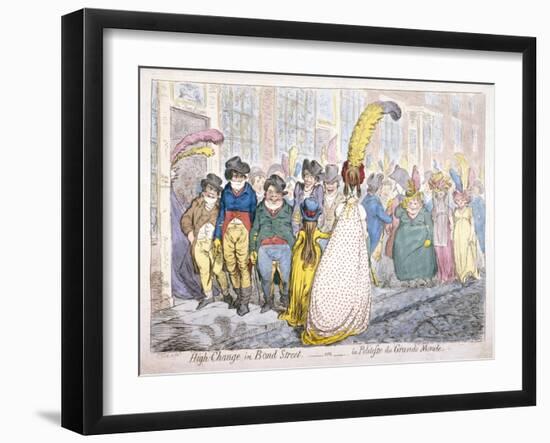 Five Fashionably Dressed Men Advance Along Old Bond Street, Westminster, London, 1796-James Gillray-Framed Giclee Print