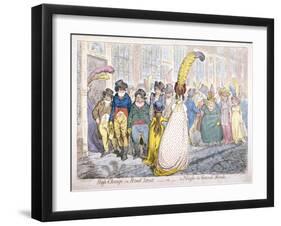 Five Fashionably Dressed Men Advance Along Old Bond Street, Westminster, London, 1796-James Gillray-Framed Giclee Print