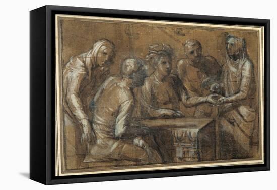 Five Figures in an Interior-Giacomo Cavedone-Framed Stretched Canvas