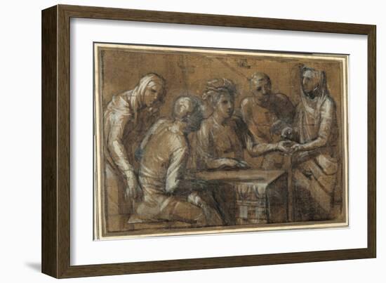 Five Figures in an Interior-Giacomo Cavedone-Framed Giclee Print