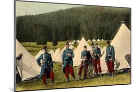 Five French Soldiers at the Edge of a Tent Camp in a Forest, France, 1915-null-Mounted Giclee Print