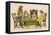 Five Girls Play Cards at a Table-null-Framed Stretched Canvas