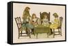 Five Girls Play Cards at a Table-null-Framed Stretched Canvas