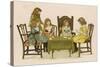 Five Girls Play Cards at a Table-null-Stretched Canvas