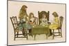 Five Girls Play Cards at a Table-null-Mounted Art Print