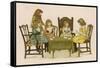 Five Girls Play Cards at a Table-null-Framed Stretched Canvas