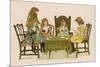 Five Girls Play Cards at a Table-null-Mounted Art Print