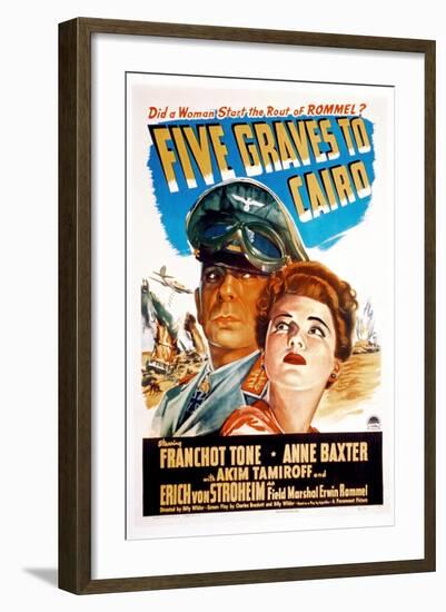 Five Graves to Cairo, Erich Von Stroheim, Anne Baxter, 1943-null-Framed Art Print