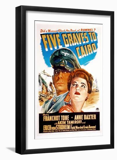 Five Graves to Cairo, Erich Von Stroheim, Anne Baxter, 1943-null-Framed Art Print