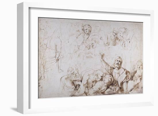 Five Groups of Figures for a Last Supper (Christ Announcing His Betrayal) C.1601-04-Peter Paul Rubens-Framed Giclee Print