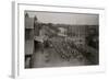 Five Heavy Hauling Wagons With Donkeys Pulling Them, Some Signs On The Main Street Of Town-Buehman & Hartwell-Framed Art Print