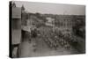 Five Heavy Hauling Wagons With Donkeys Pulling Them, Some Signs On The Main Street Of Town-Buehman & Hartwell-Stretched Canvas