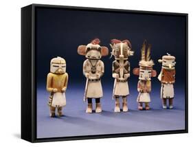 Five Hopi Cottonwood Kachina Dolls-null-Framed Stretched Canvas