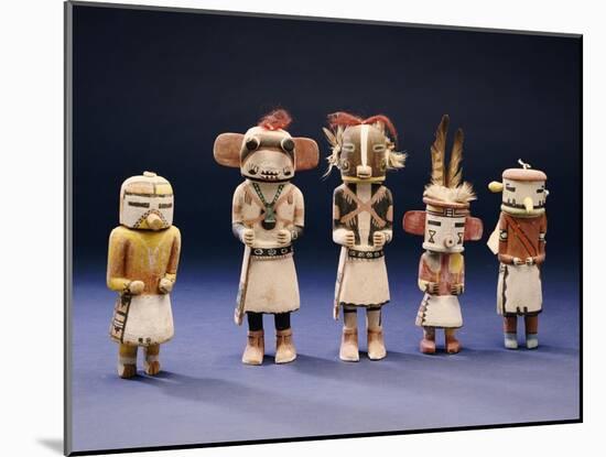 Five Hopi Cottonwood Kachina Dolls-null-Mounted Giclee Print
