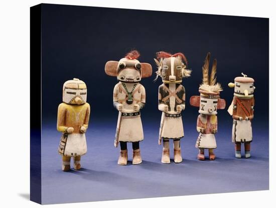 Five Hopi Cottonwood Kachina Dolls-null-Stretched Canvas
