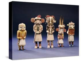 Five Hopi Cottonwood Kachina Dolls-null-Stretched Canvas