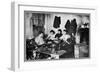 Five Immigrant Women Sit at a Table and Sew-null-Framed Art Print